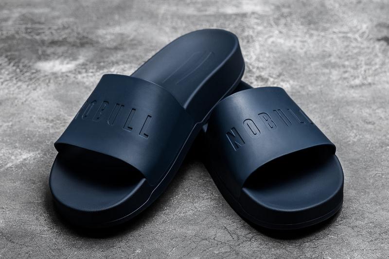 Navy Nobull Ivy Adjustabla Men's Slides | CA U1187Z